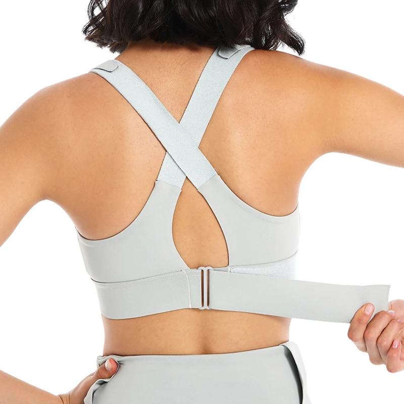 Femmes Sport soutien-gorge collants haut court Yoga gilet avant fermeture éclair grande taille sangl