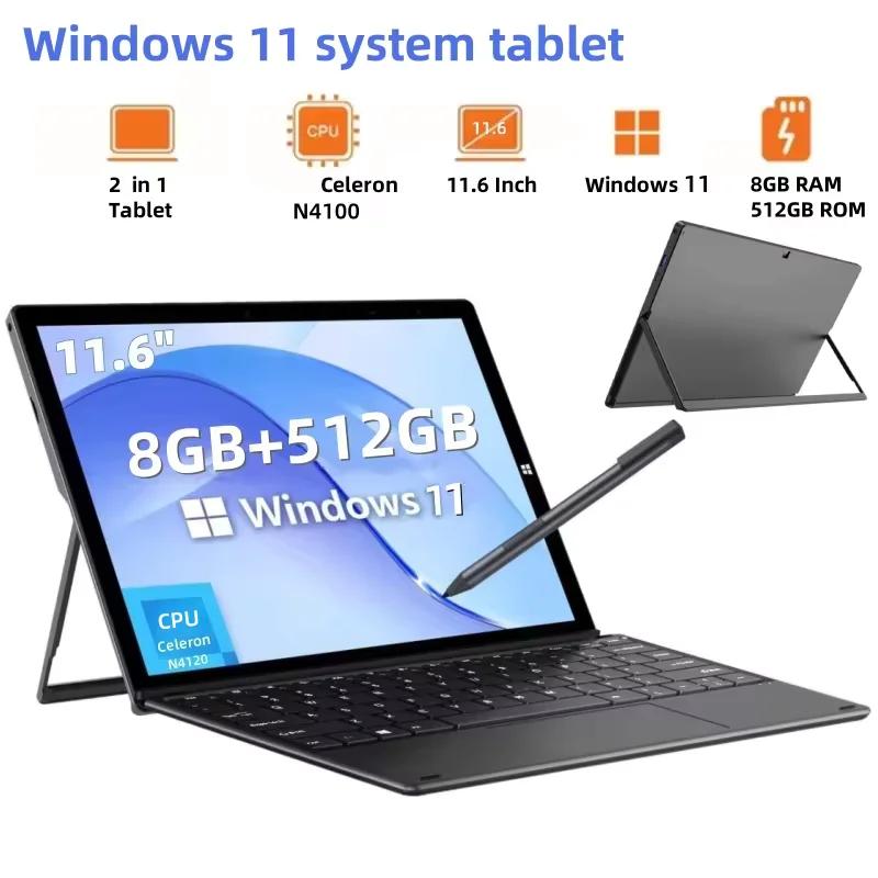 Nouvelles tablettes Windows 11 de 11,6 pouces 2026, Intel Celeron N4100, écran IPS 1920 x 1080, 8 Go