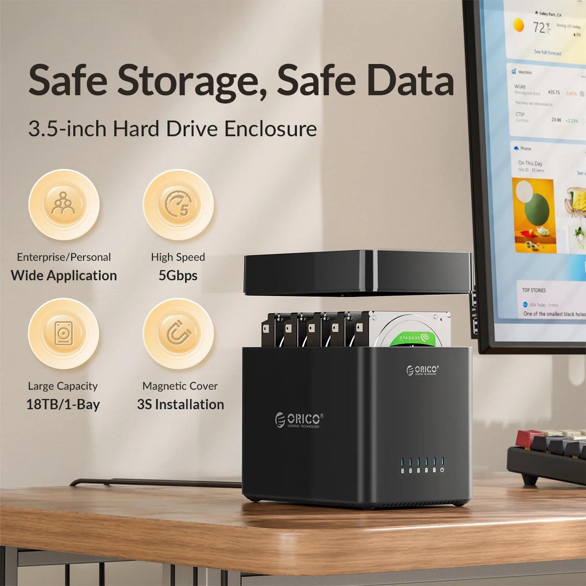 ORICO-Boîtier de disque dur SATA magnétique vers USB 3.0/Type-C, série DS, 5 baies, 3.5 pouces, pour