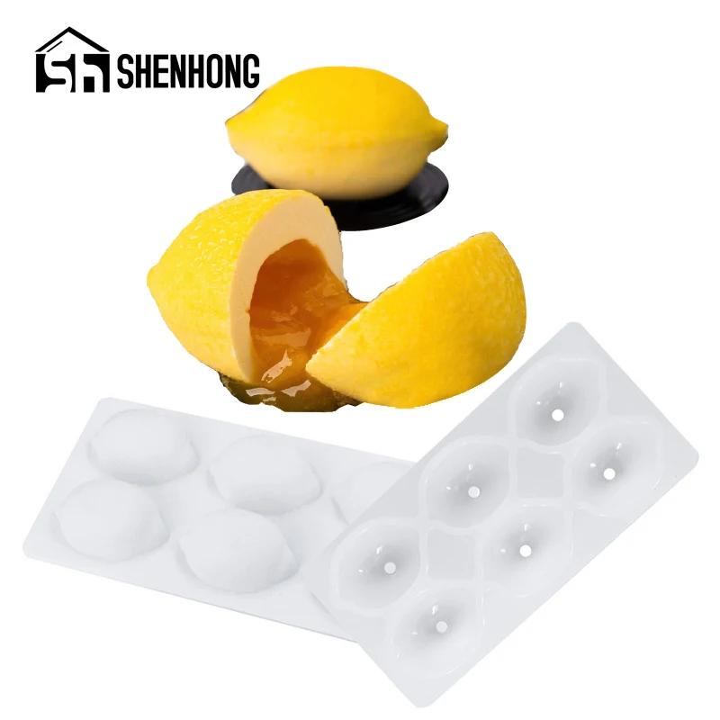 SHENHONG 3D citron conception français Dessert fruits Mousse moules 6 cavités Silicone gâteau moules
