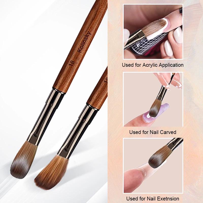 Brosse à ongles en acrylique 100% pur Kolinsky, manche en bois de santal, pour Application acrylique