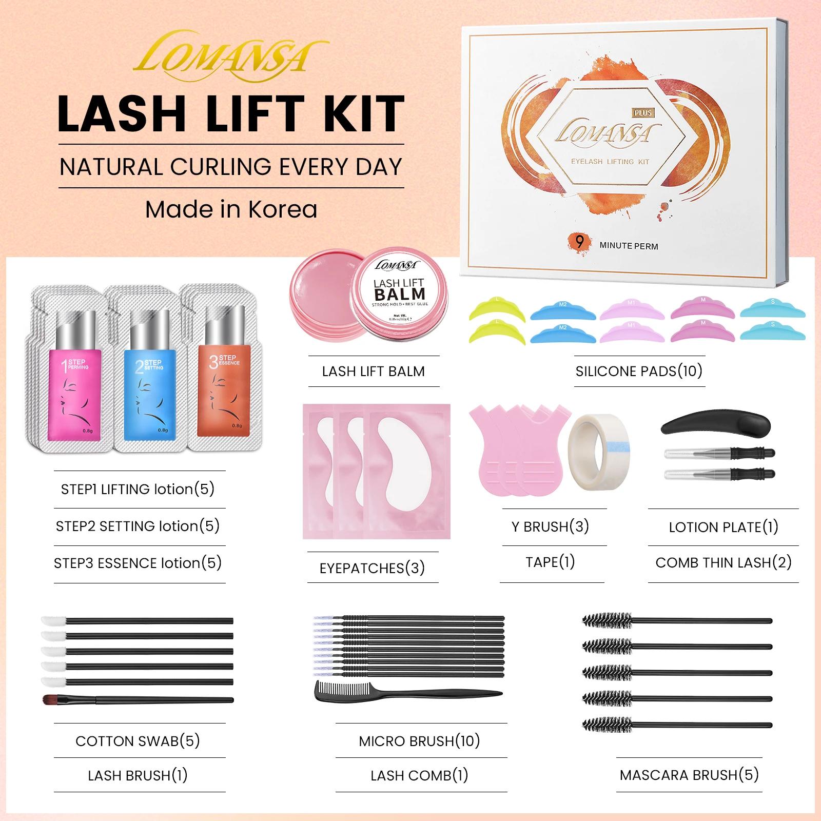 Lomansa – Kit de levage de cils, 8 à 12 Minutes, Lifting instantané, recourbe pour sourcils, Kit de 