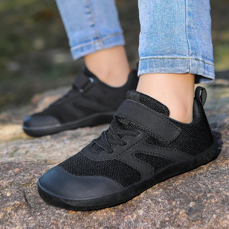 Chaussures pieds nus minimalistes pour petits/grands enfants + chute zéro pour enfants + baskets lar