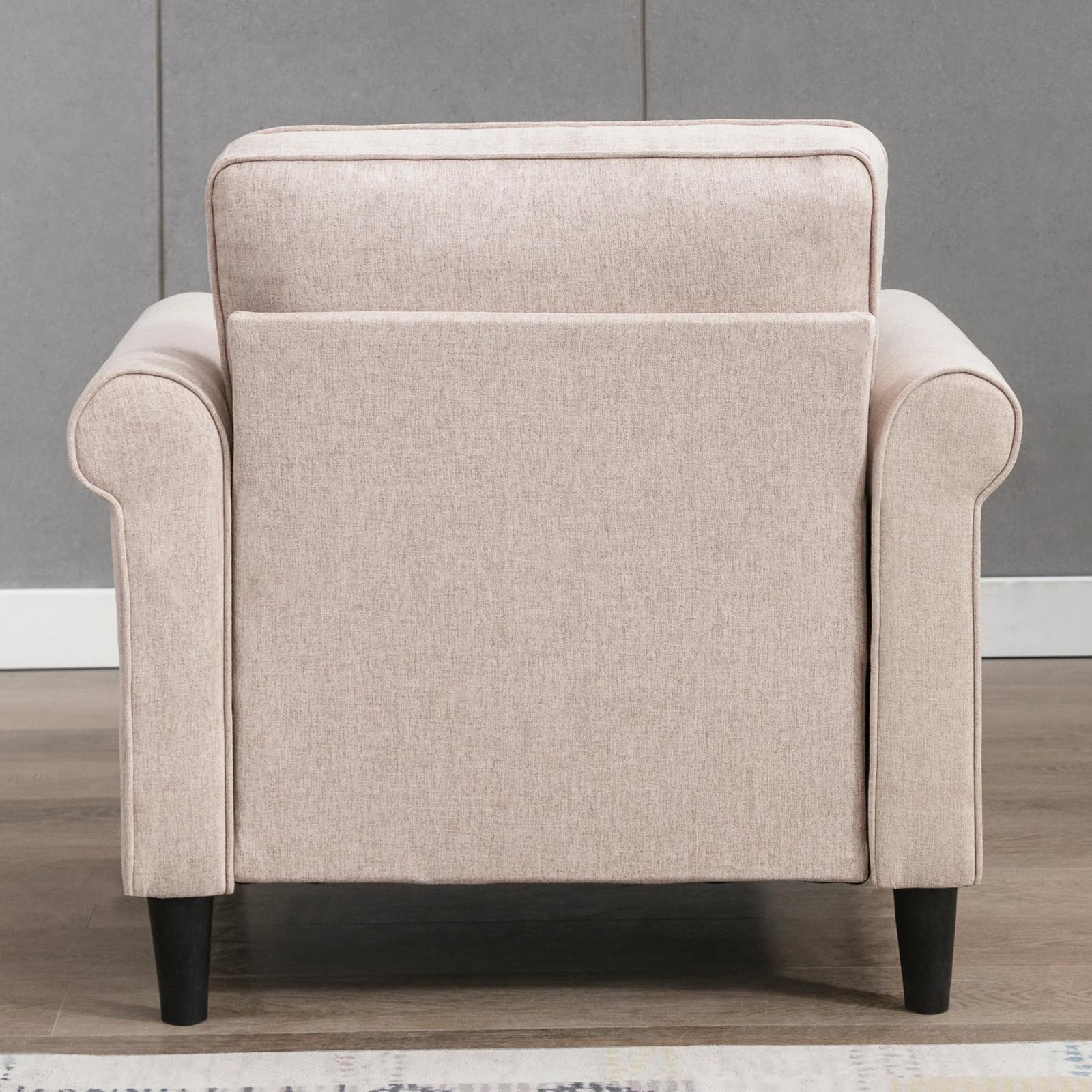 HORGgland O-Canapé simple moderne en micro-tissu avec cadre en bois, petit fauteuil à pied solutions