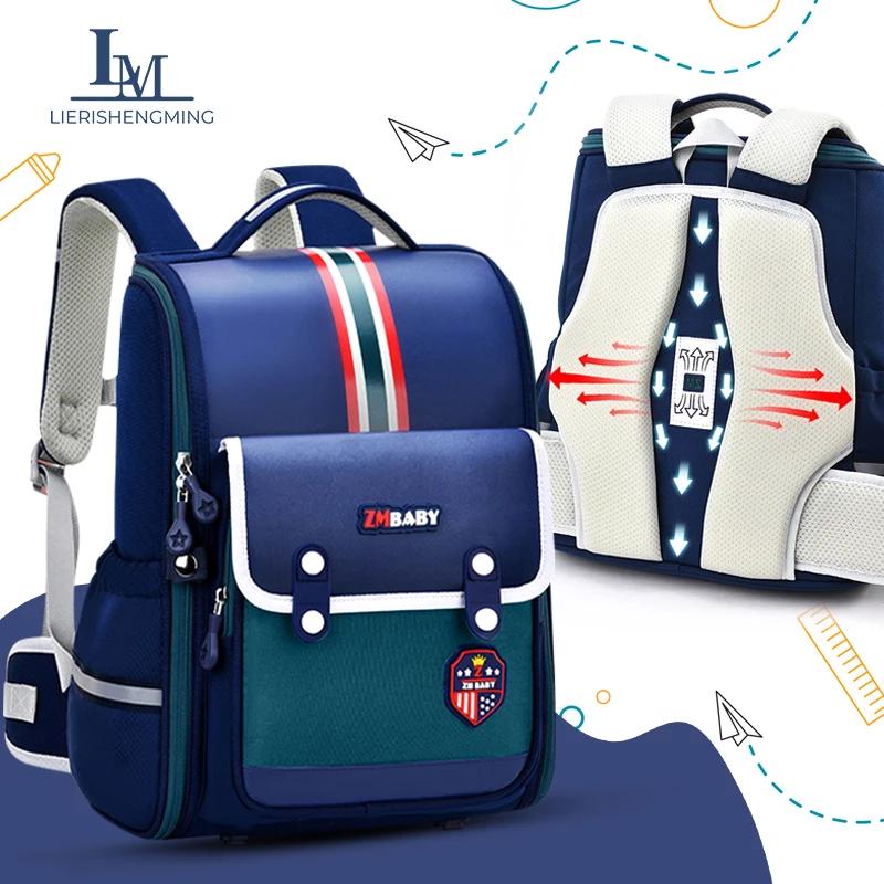 Sac d'école primaire de style britannique pour enfants, sac léger pour garçons, protection de la col
