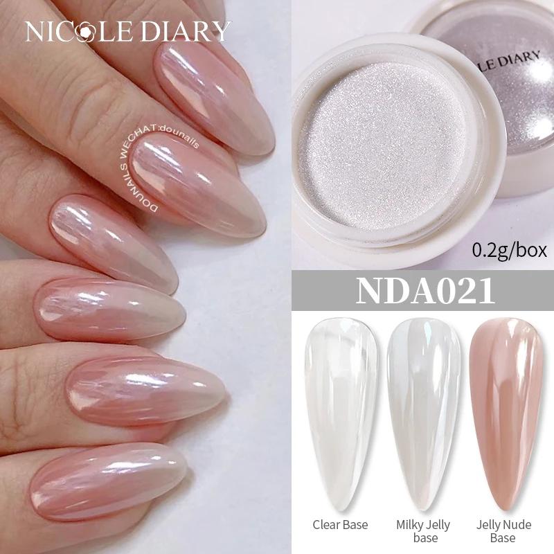 NICOLE DIARY – poudre à ongles en perles blanches brillantes, placage au clair de lune, Pigments eff