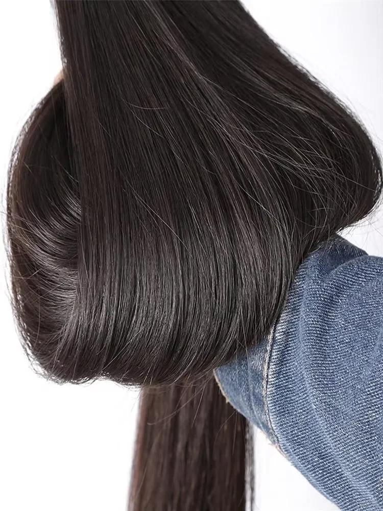 Lot de 3 ou 4 mèches de cheveux humains vierges brésiliens lisses comme des baguettes, 30 à 40 pouce