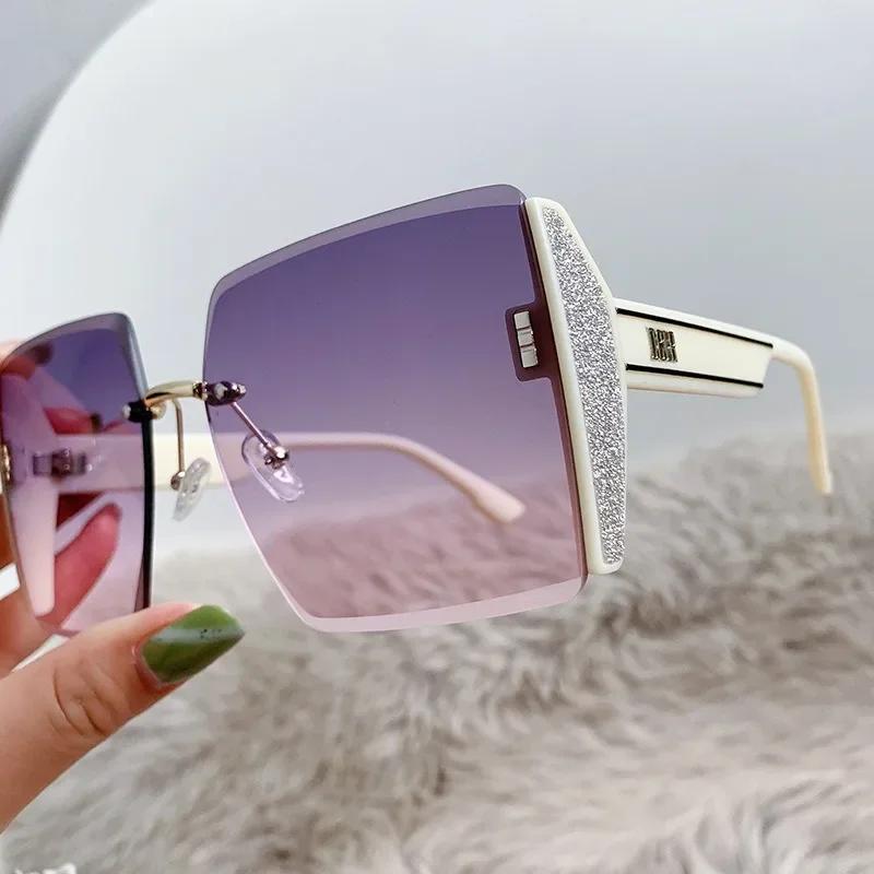 Nouvelles lunettes De soleil carrées sans bordure femmes marque Designer lunettes De soleil De mode 