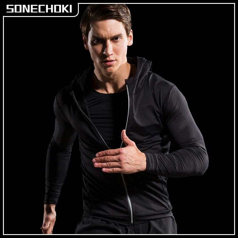 Veste de course réfléchissante pour hommes, fermeture éclair complète, manches longues, vêtements de