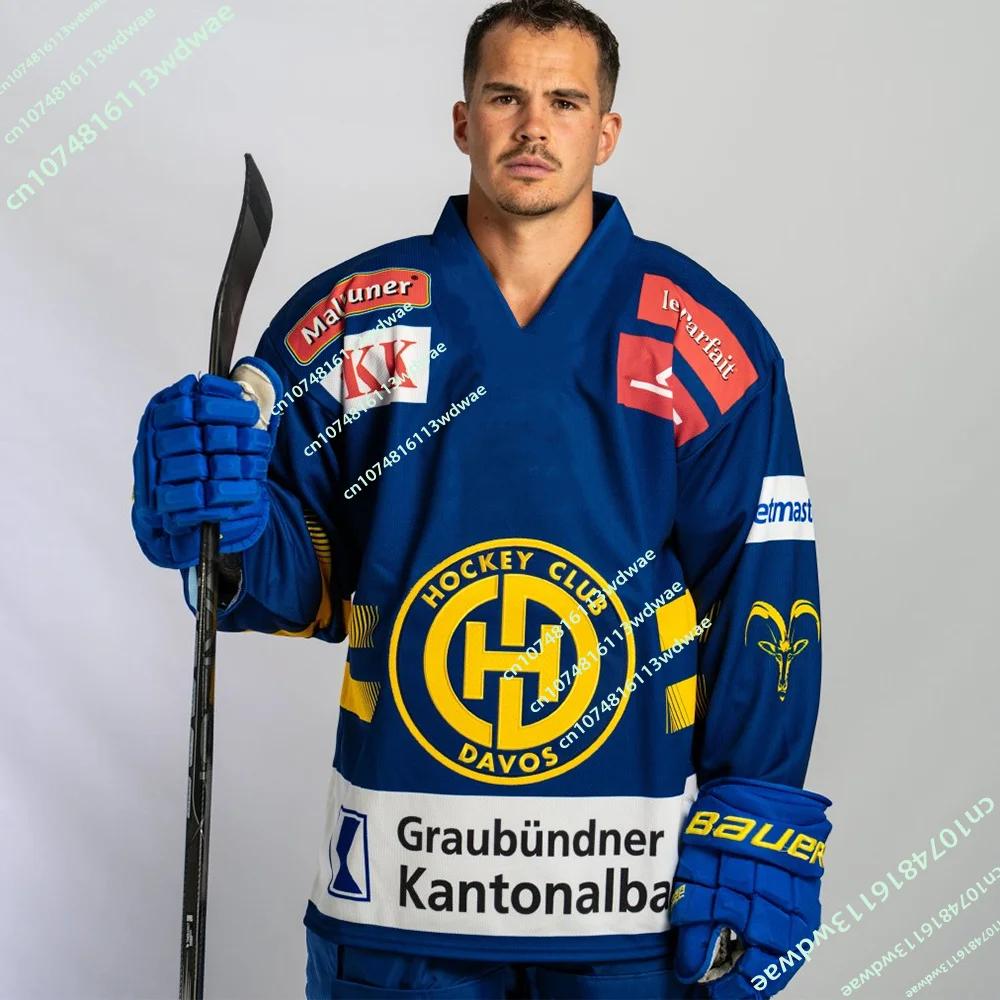 Nouveau Maillot de Hockey Suisse 2026 pour Hommes HC Davos, Impression 3D, Manches Longues, Sport Dé