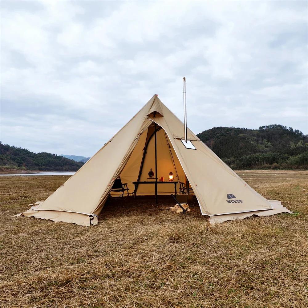 500PRO Tipi tente chaude avec poêle ignifuge Jack 5 ~ 8 personnes télescopes pour équipe familiale s