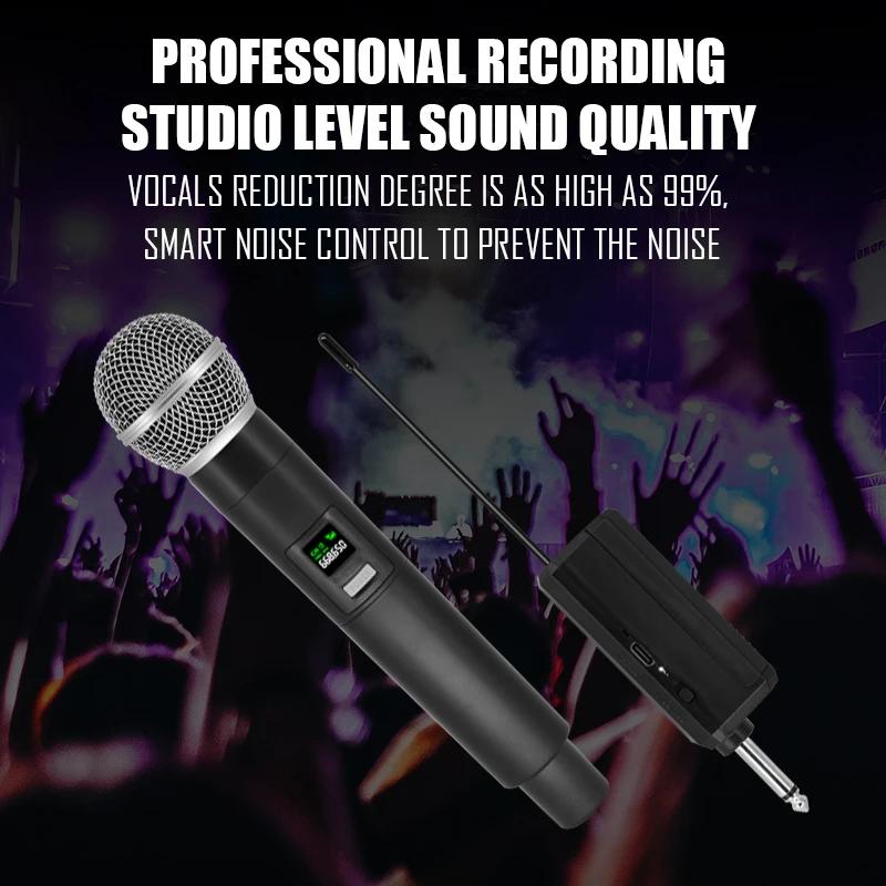 Microphone sans fil professionnel, 4 canaux, karaoké, rechargeable, facile à utiliser, pour l'extéri