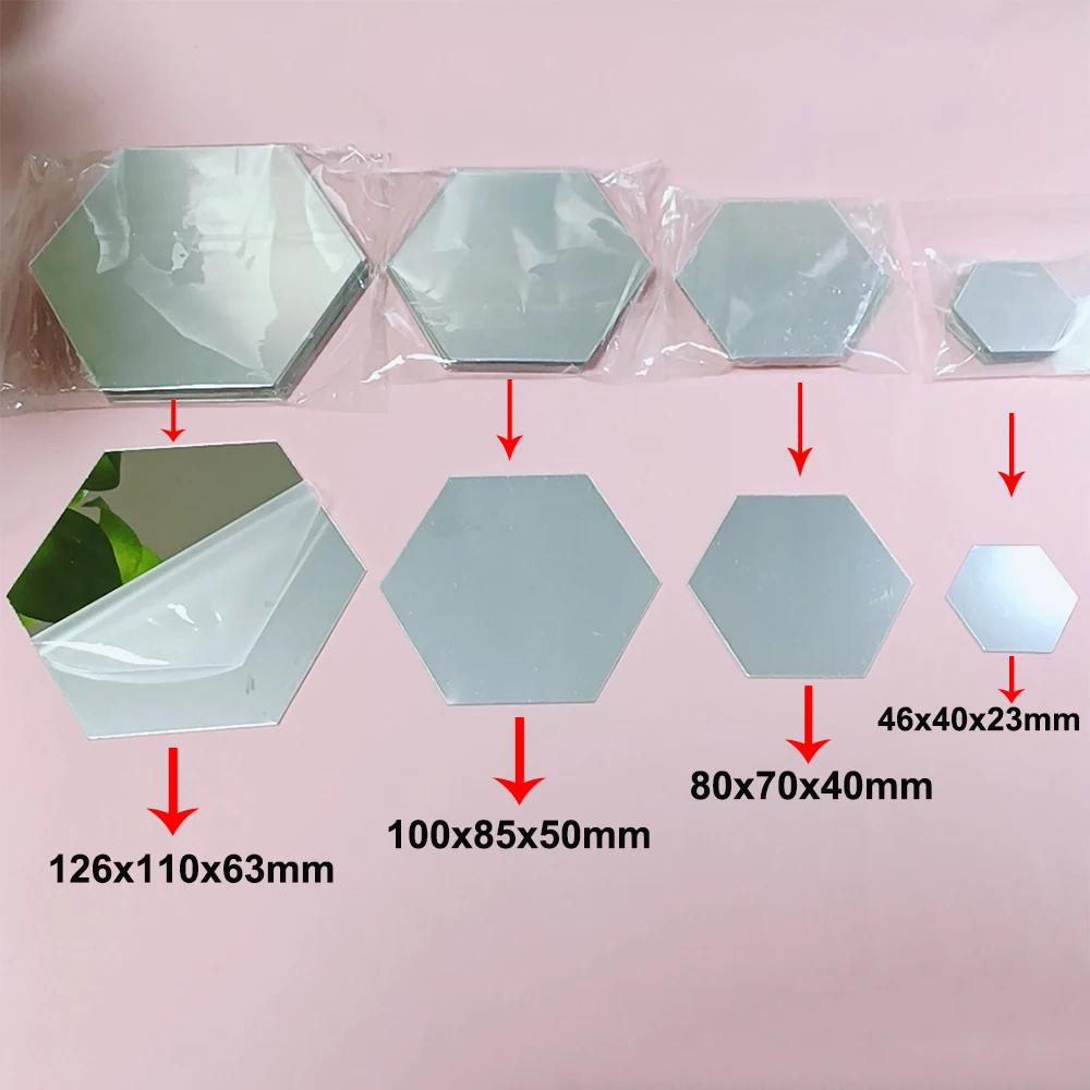 Autocollants muraux miroir 3D Style nordique, autocollant miroir hexagonal en acrylique, décalcomani