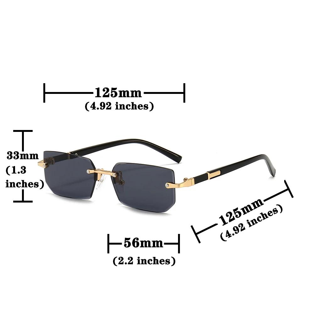 Lunettes de soleil rectangulaires sans monture pour hommes et femmes, nuances populaires, petites lu