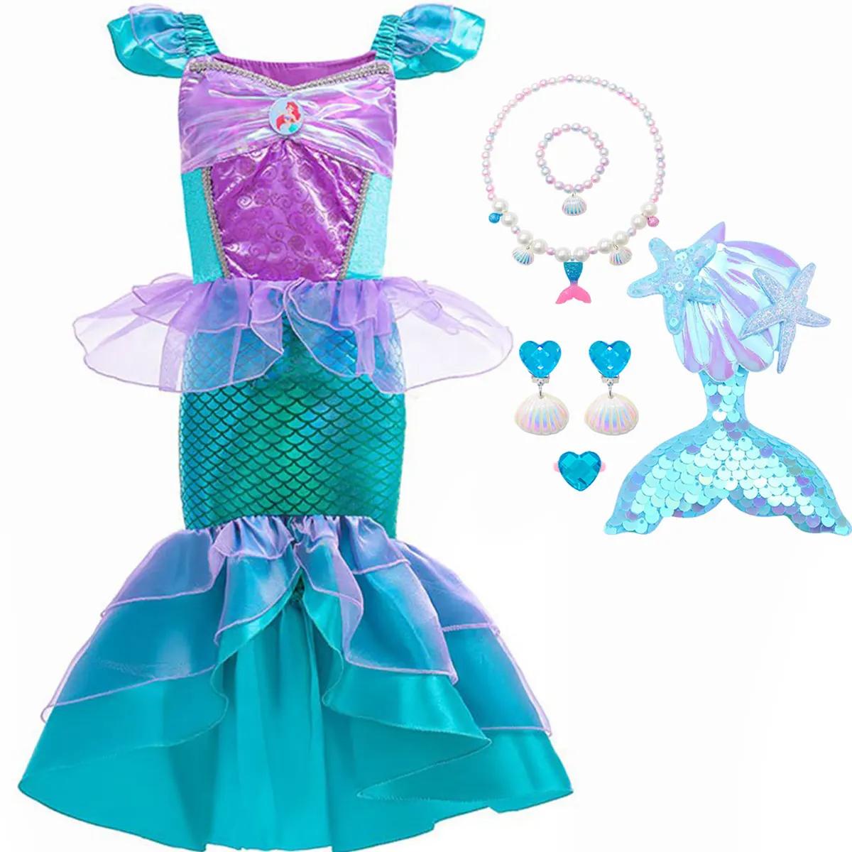 Costume de princesse Ariel de la petite sirène pour Halloween, robe pour filles, Cosplay, robe de si