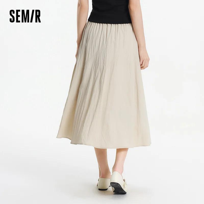 Jupe Femme Semir 2026 – Taille Élastique, Drapée, Fendue, Coupe Évasée, Style Décontracté Ample, Dou