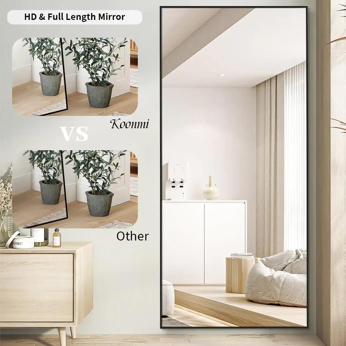 Grand miroir pleine longueur 34 "x 76", miroir de sol avec support, miroir de courtoisie mural avec 