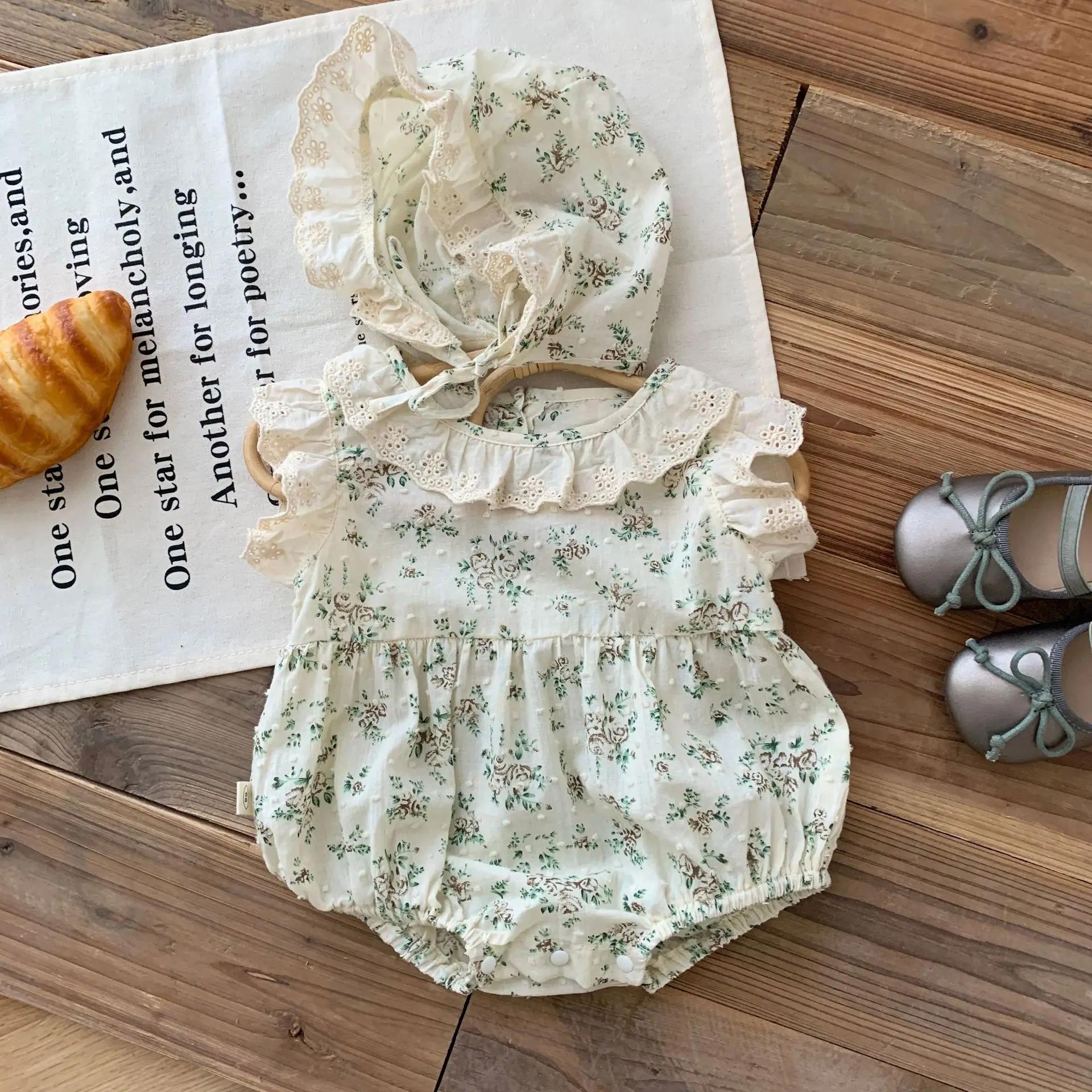 Nouveau dans: body à manches volantes froncées à fleurs mignonnes pour nouveau-nés filles 98% coton 