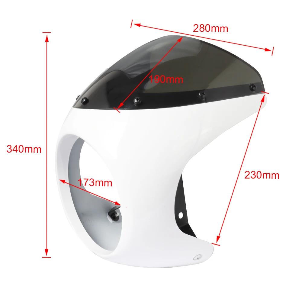 Pare-brise de carénage de phare avant de moto rouge/blanc pour café Racer Honda universel 7 pouces/1