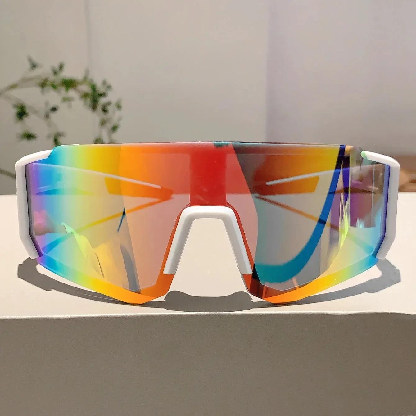 Lunettes de soleil de Sport surdimensionnées sans bords pour femmes et hommes, nouvelle mode, boucli