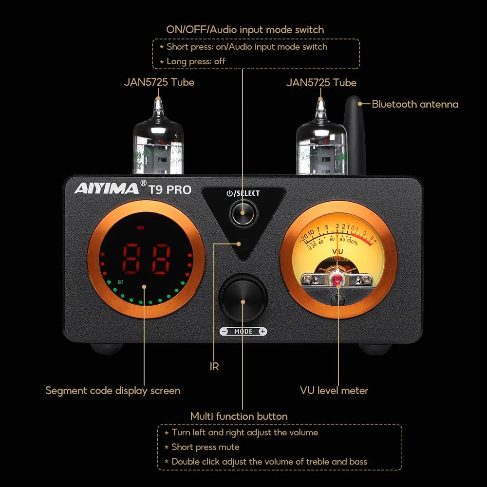 AIYIMA Audio T9 Pro amplificateur à Tube sous vide stéréo Bluetooth 5.1 QCC3040 Aptx USB DAC COAX OP