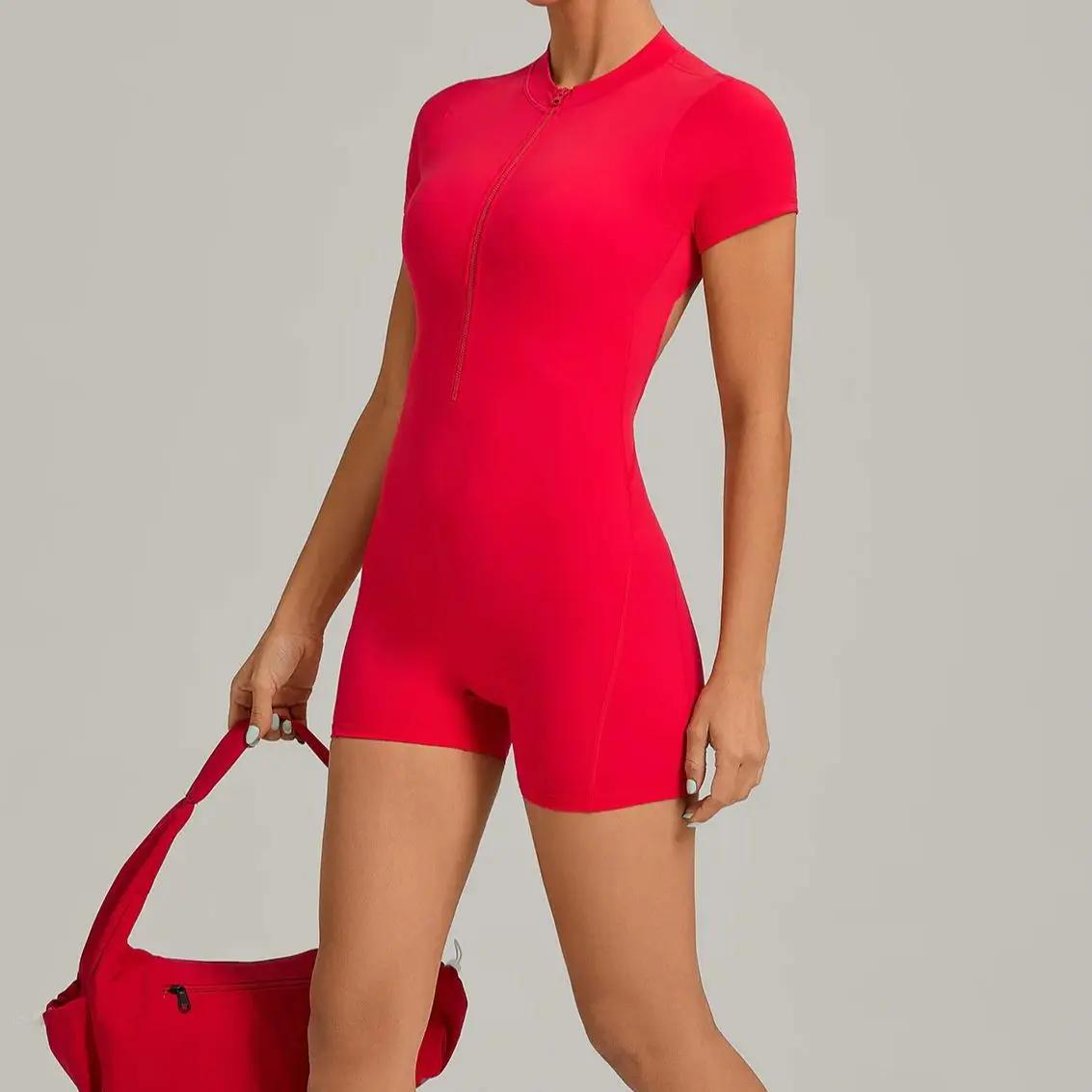 Ensemble de yoga pour femmes Ningyu, combinaison de sport à dos ouvert avec fermeture éclair, combin
