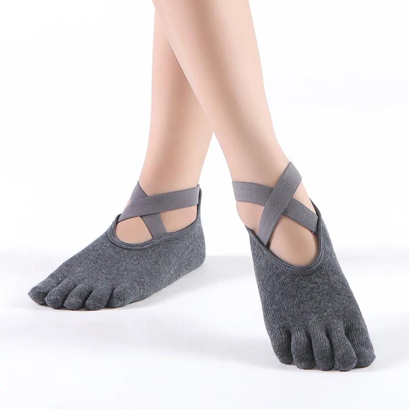 Chaussettes de sport coordonnantes respirantes à cinq doigts pour femmes, chaussettes de pilates, ba