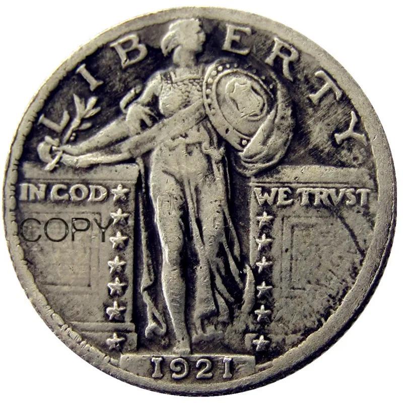 Pièce de monnaie plaquée argent du quart de liberté debout des États-Unis 1916-1924