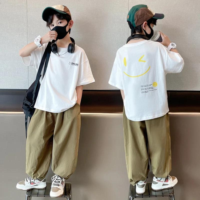 Ensembles d'été pour enfants adolescents, vêtements pour garçons, ensemble en coton, nouvelle mode p