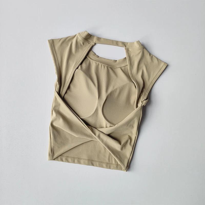 T-shirt de sport dos nu sexy femme - Haut moulant à séchage rapide pour yoga amincissant
