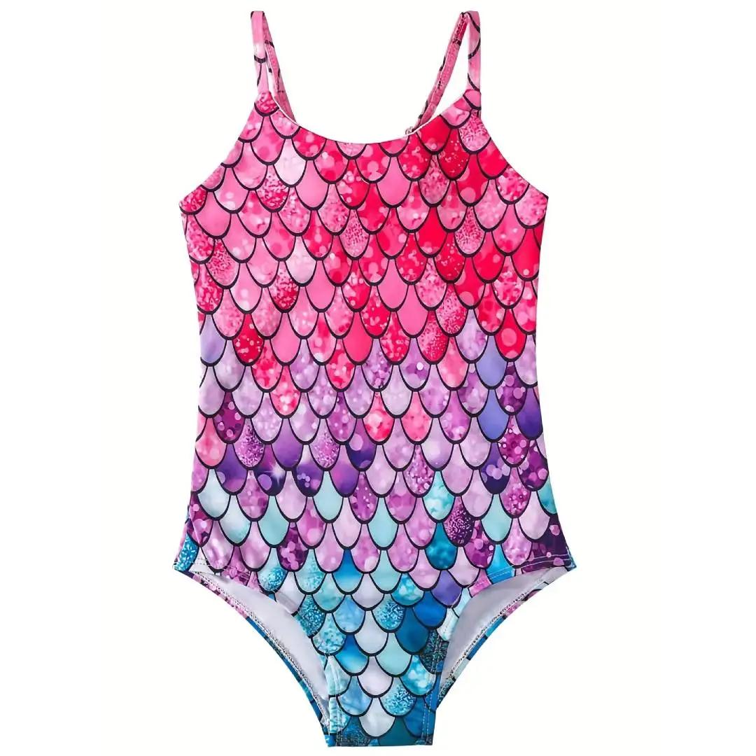 Mignon filles une pièce maillot de bain sirène échelle dégradé rose violet bleu mode plage piscine é