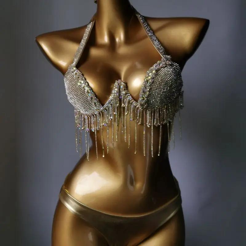 Bikini en cristal avec tige, maillot de bain blingbling, maillot de bain populaire, mode bar, 2023