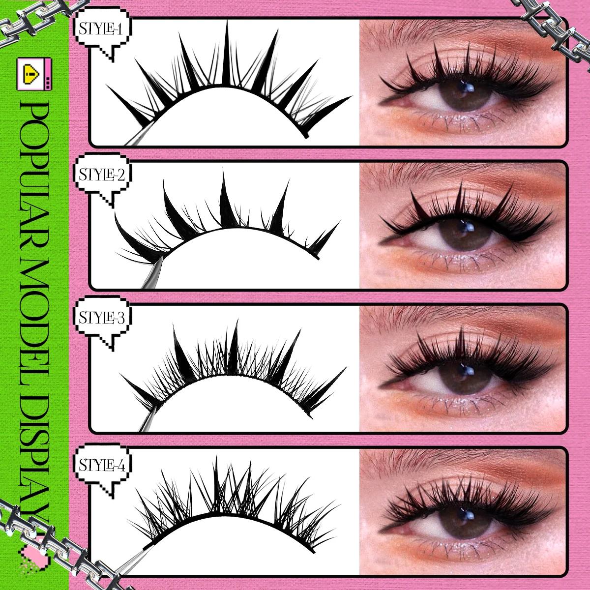 GROINNEYA Manga cils style mixte 5/9/20 paires 3D 6D 8D cils de vison cils naturels doux croix vapor