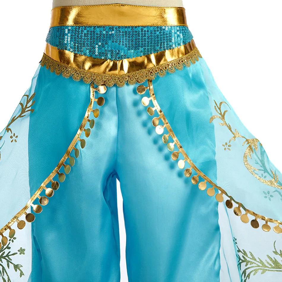 Robe de princesse arabe pour enfants, Costume d'halloween Jasmine pour filles, déguisement de fête d