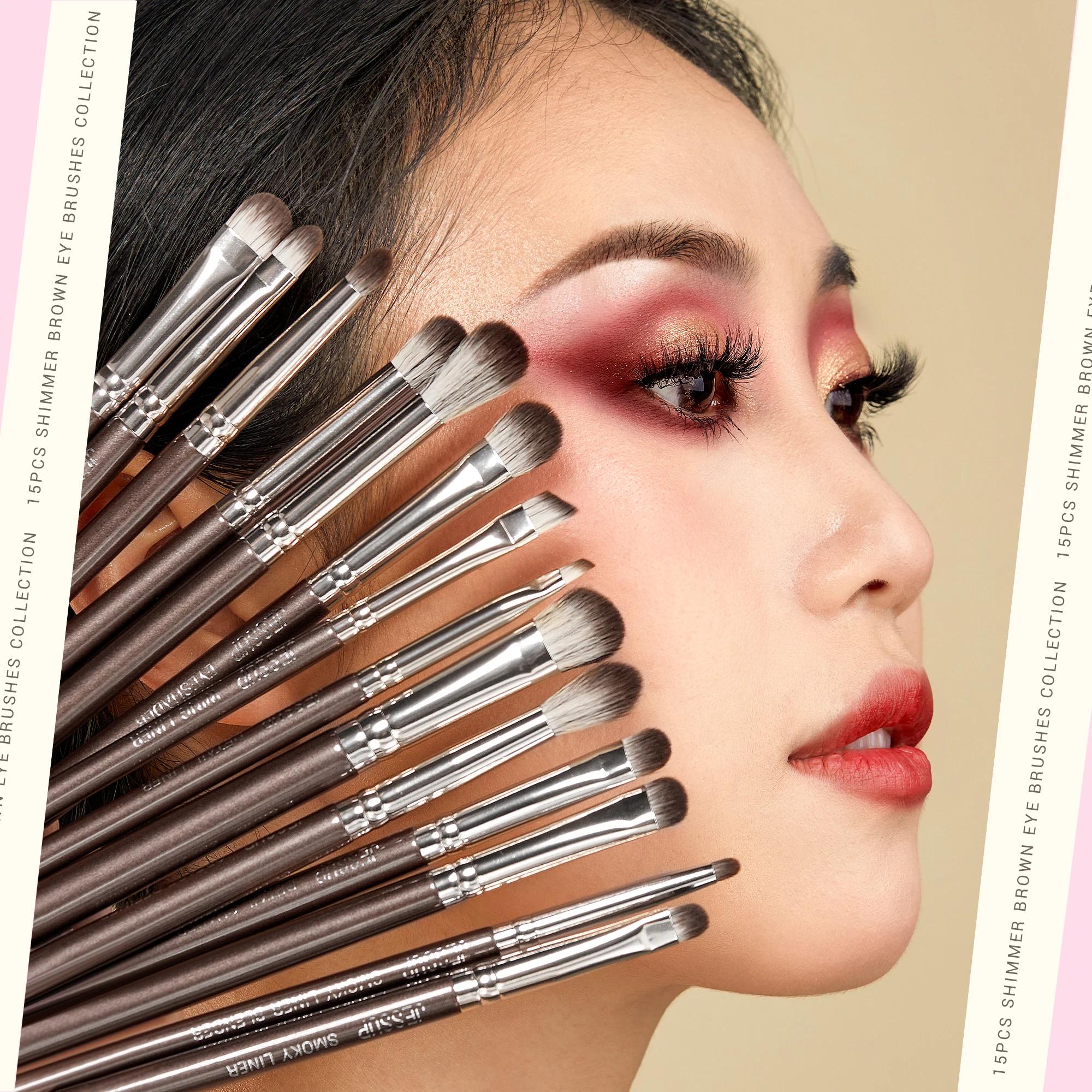 Jessup – ensemble de pinceaux de maquillage pour les yeux, professionnels, 15 pièces, pour fard à pa