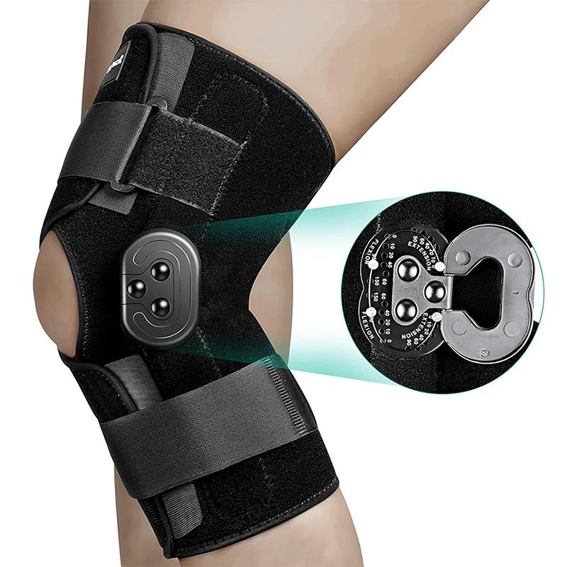Genouillère réglable articulée, Support de genou avec stabilisateurs latéraux, cadrans de verrouilla