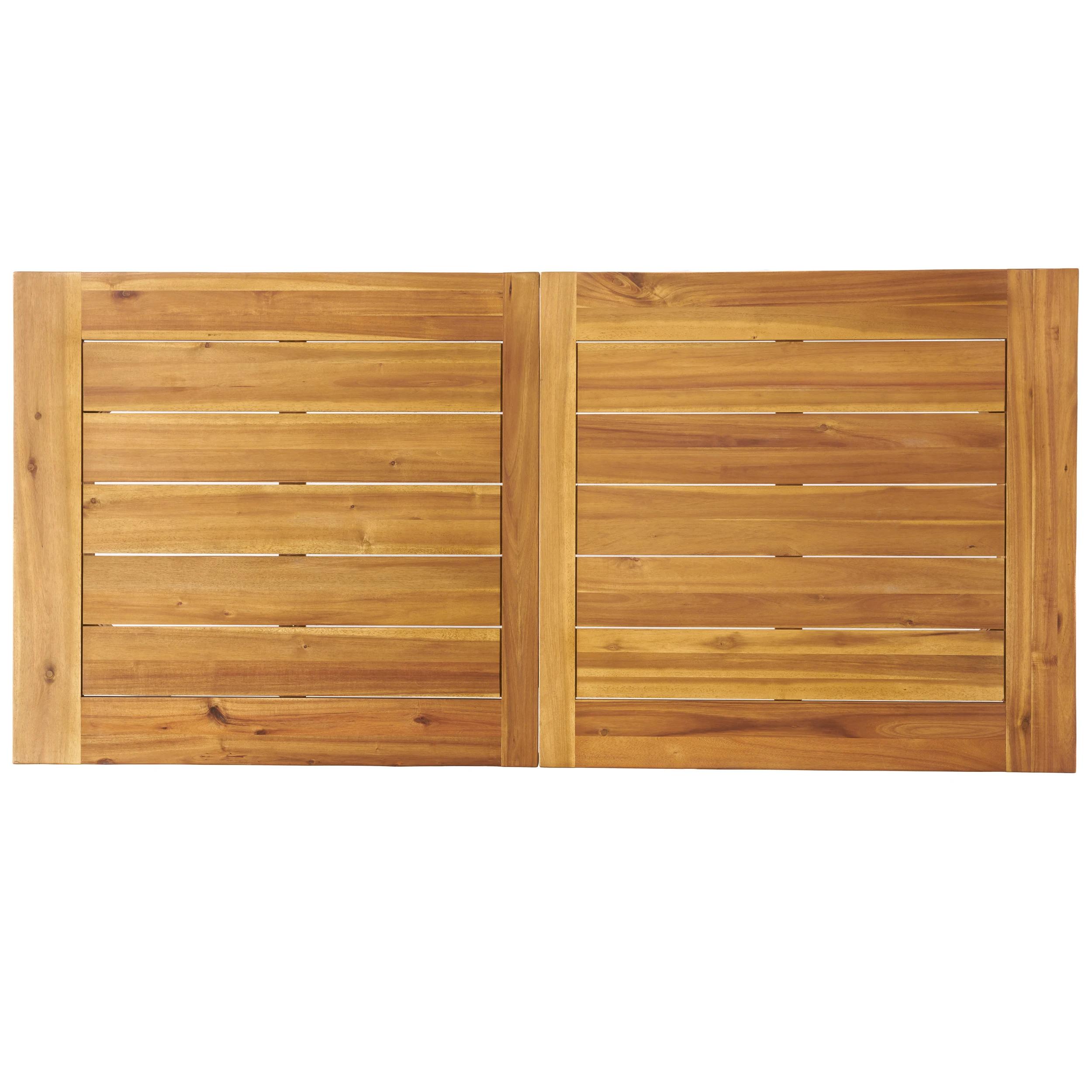 Table de salle à manger en bois d'acacia Della, teinté naturel avec du métal rustique, 32.25 po x 69