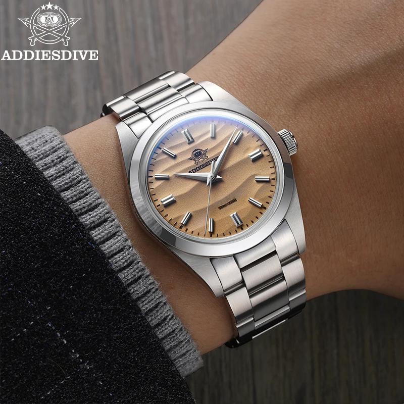 ADDIESDIVE-Montre à quartz étanche pour homme, acier inoxydable, revêtement AR, verre breton, montre