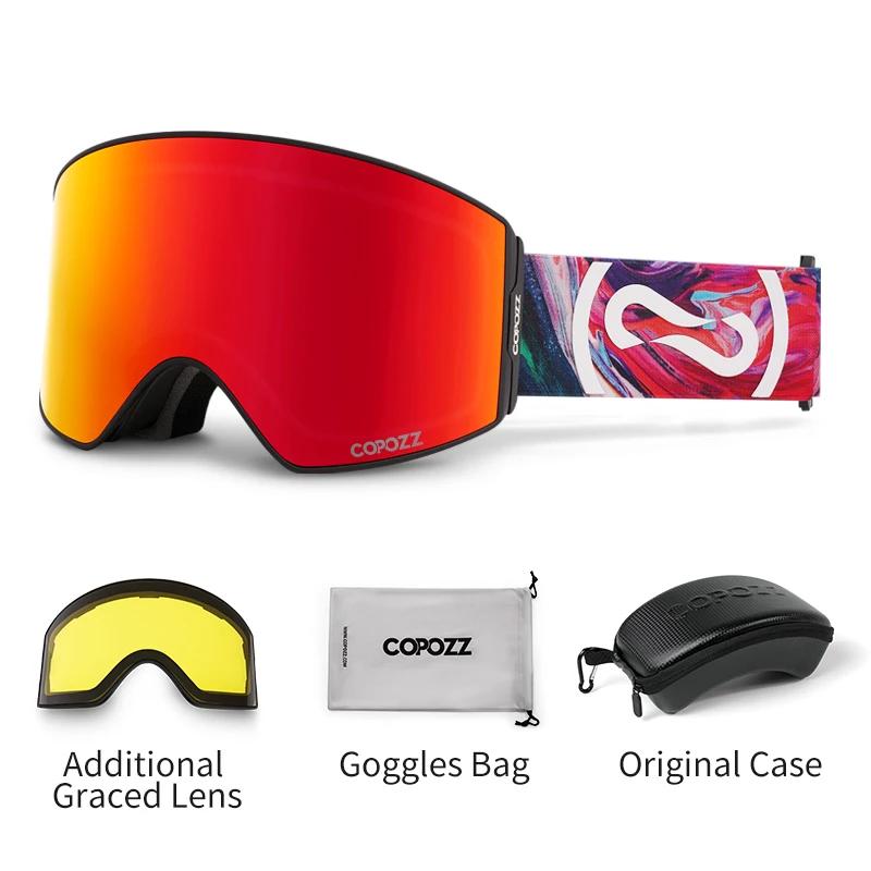 COPOZZ lunettes de Ski professionnelles magnétiques Protection UV400 lunettes de Ski Anti-buée pour 