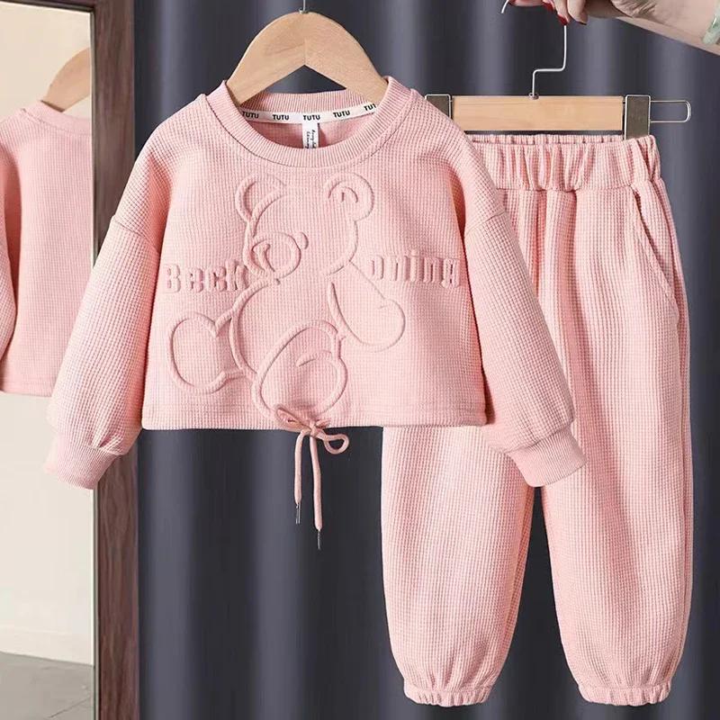 Ensemble de vêtements pour filles de 2 3 4 5 6 8 ans, sweat à capuche et pantalon à manches longues,