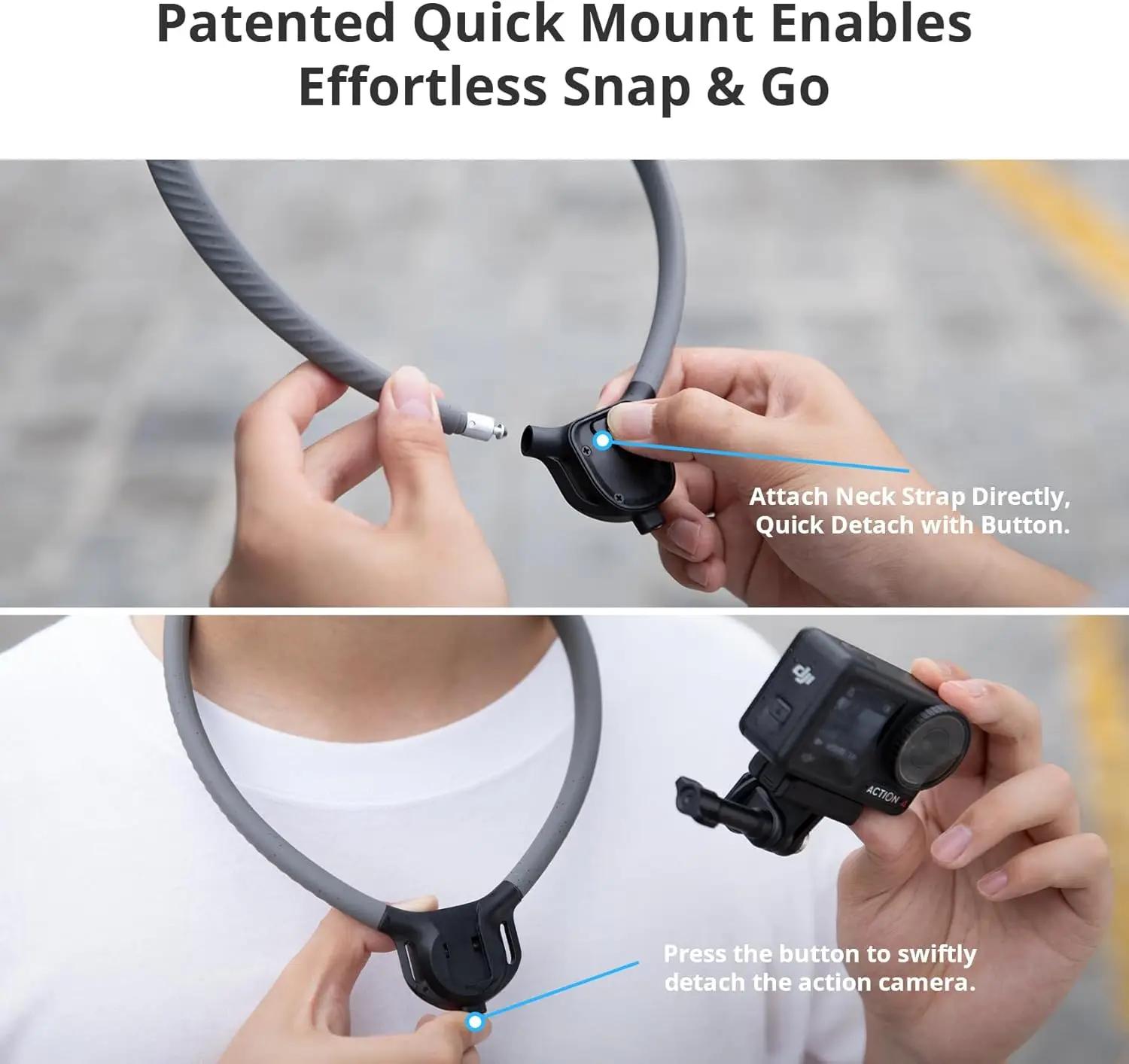 IcalYTECH-Caplock Neck Hold Mount, Chest Mount pour GoPro 12, 11/10, Insta360, DJI Osmo Action, Sili