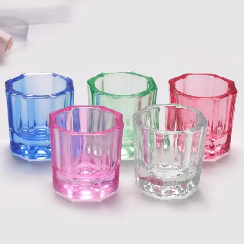 Plat Dappen en poudre acrylique en verre de cristal, tasse à ongles, bol de brosse de lavage, outils