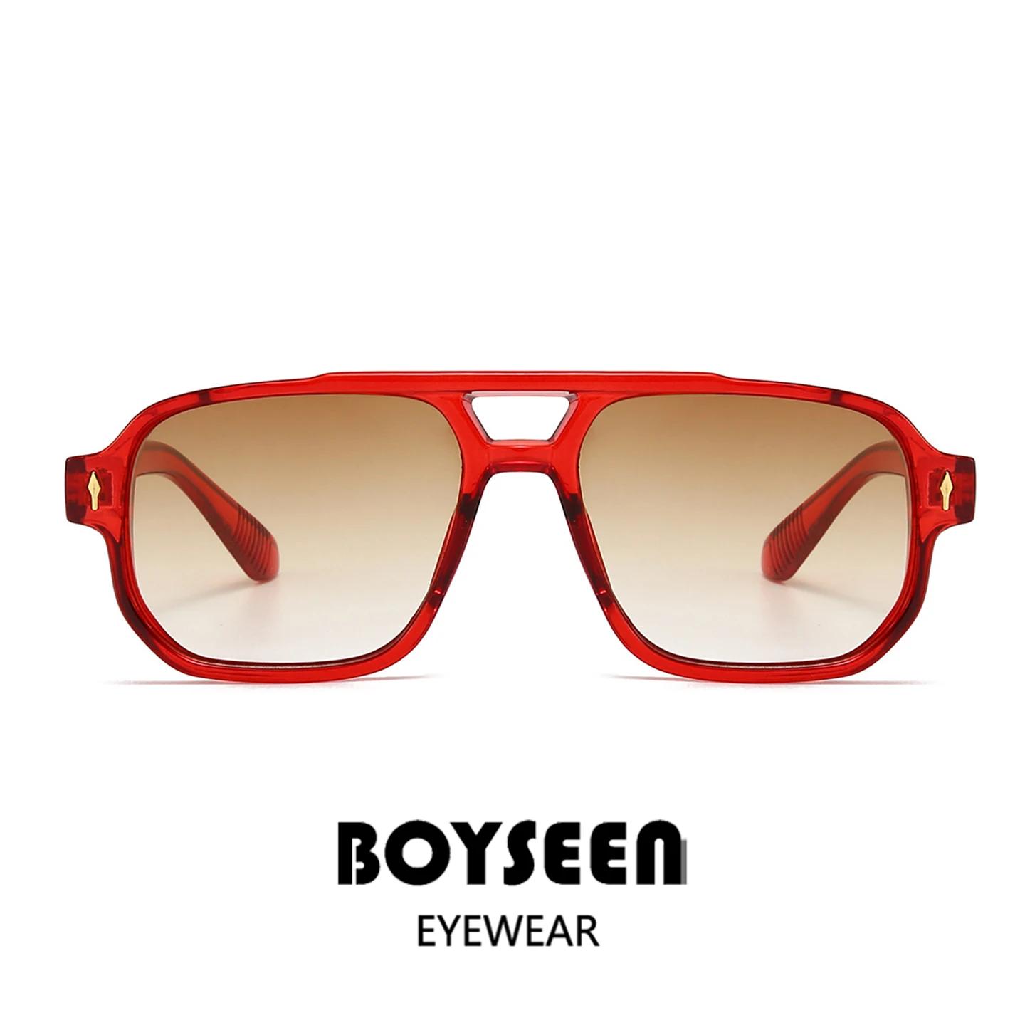 BOYSEEN Lunettes de soleil carrées en écaille de tortue pour hommes Style Preppy Lunettes à monture 