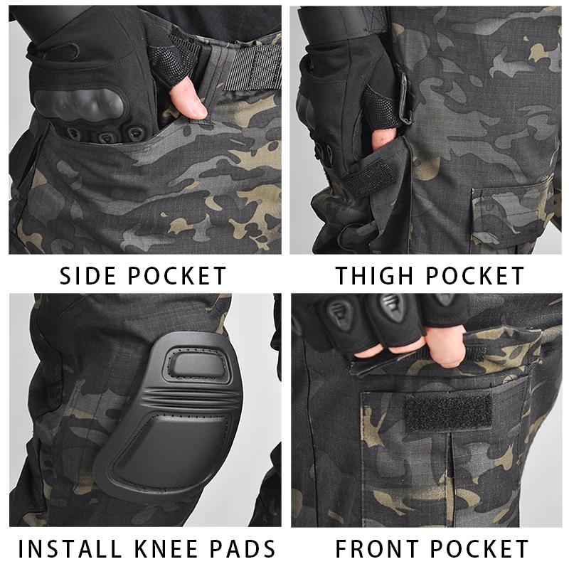 HAN WILD Pantalon grande taille 8XL Pantalon cargo pour homme avec coussinets Pantalon tactique rési