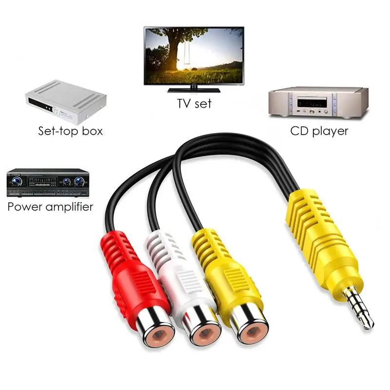 Pour TCL dédié 3.5mm prise Jack RCACable 3.5 Aux mâle à 3 RCAFemale adaptateur Mini Aux stéréo Audio