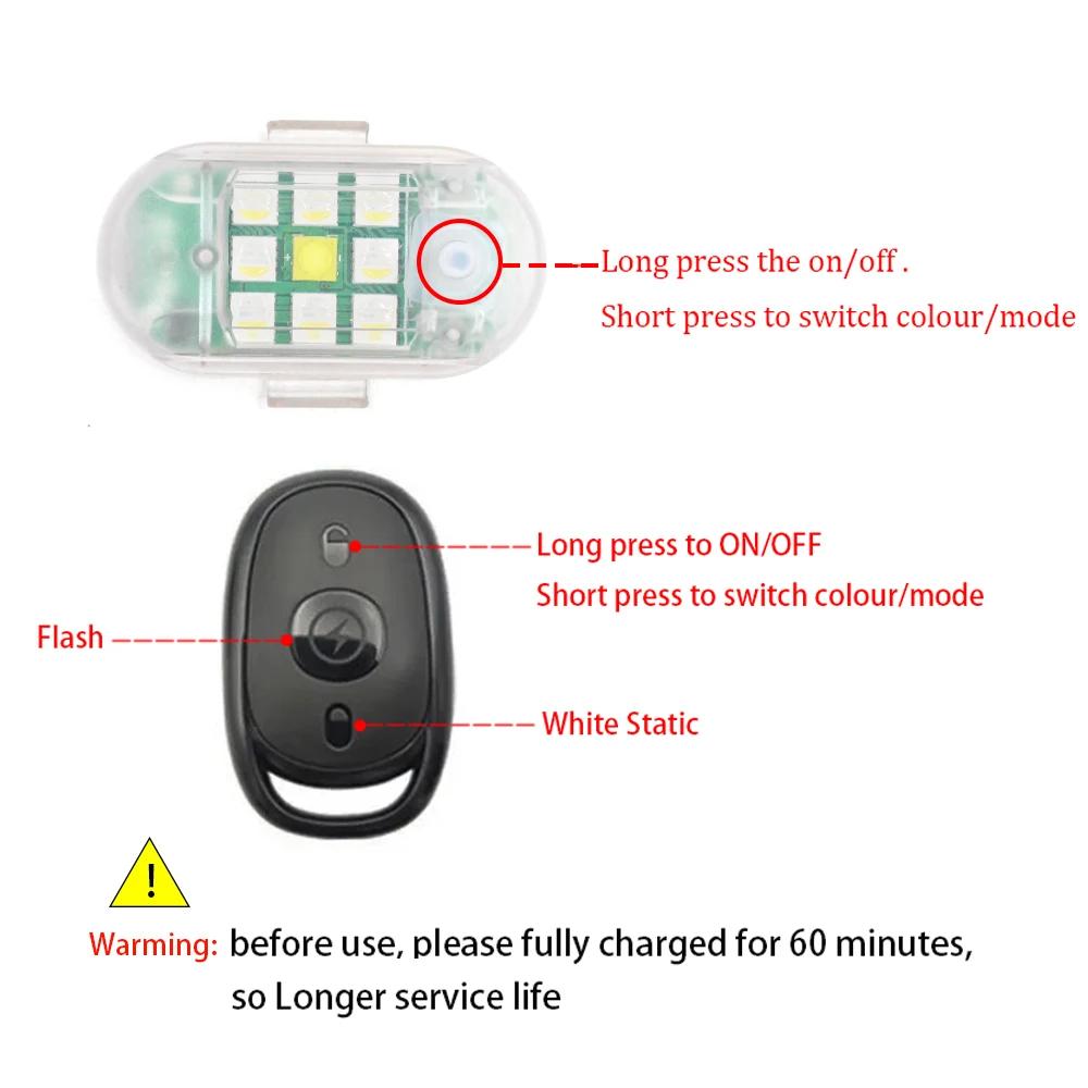 Lumière stroboscopique LED avec télécommande sans fil, pour voiture, moto, vélo, Drone, Scooter, lam