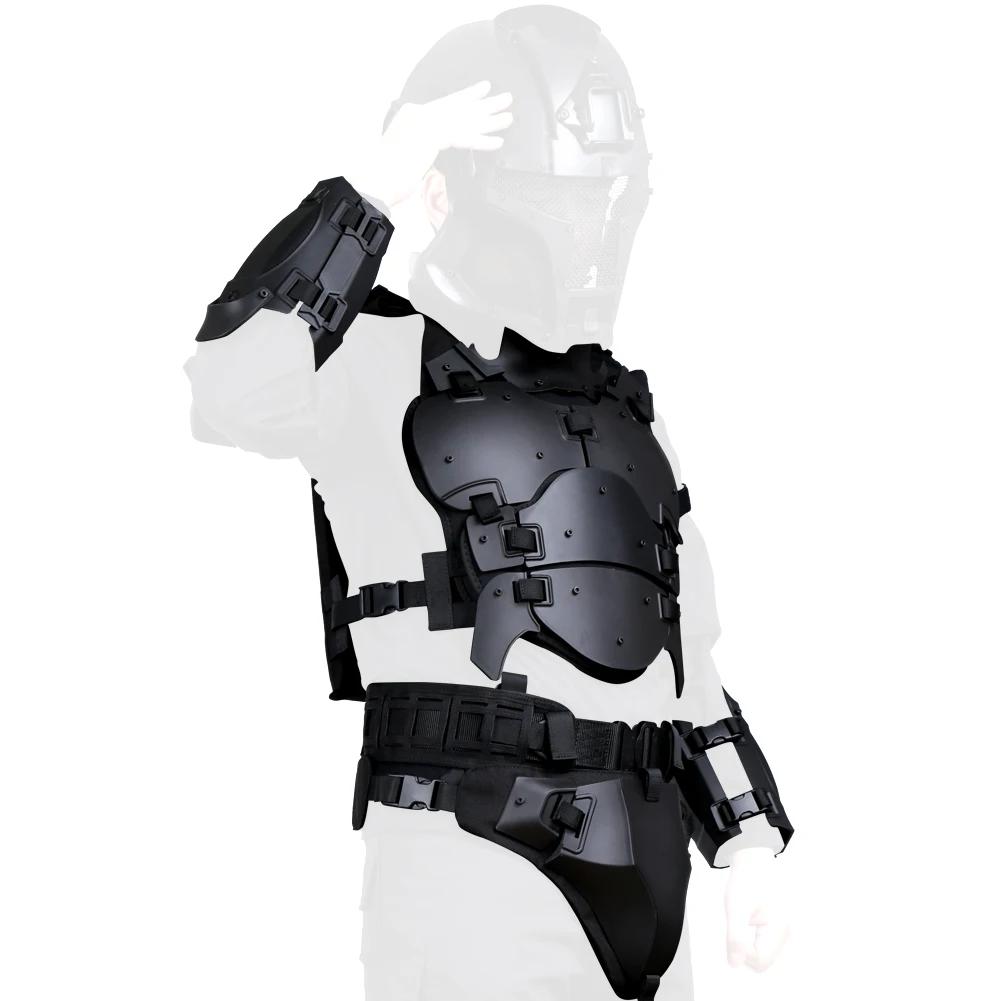 Armure tactique avec gilet de protection, coudière, plastron, entrejambe, joint de taille, taille ré