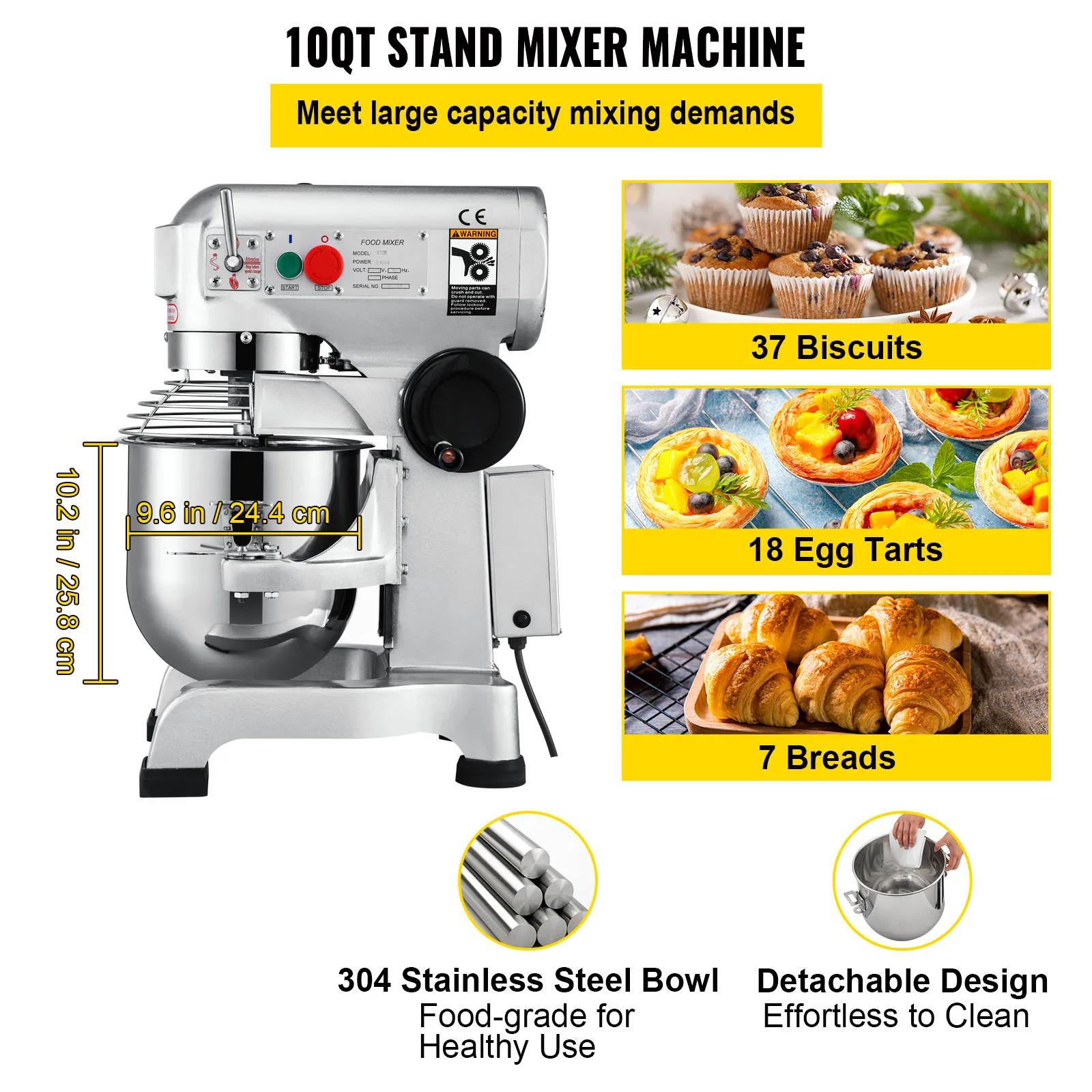 SucceBuy 10- 30L Machine à pâte électrique en acier inoxydable Commercial crème oeuf fouet mélangeur