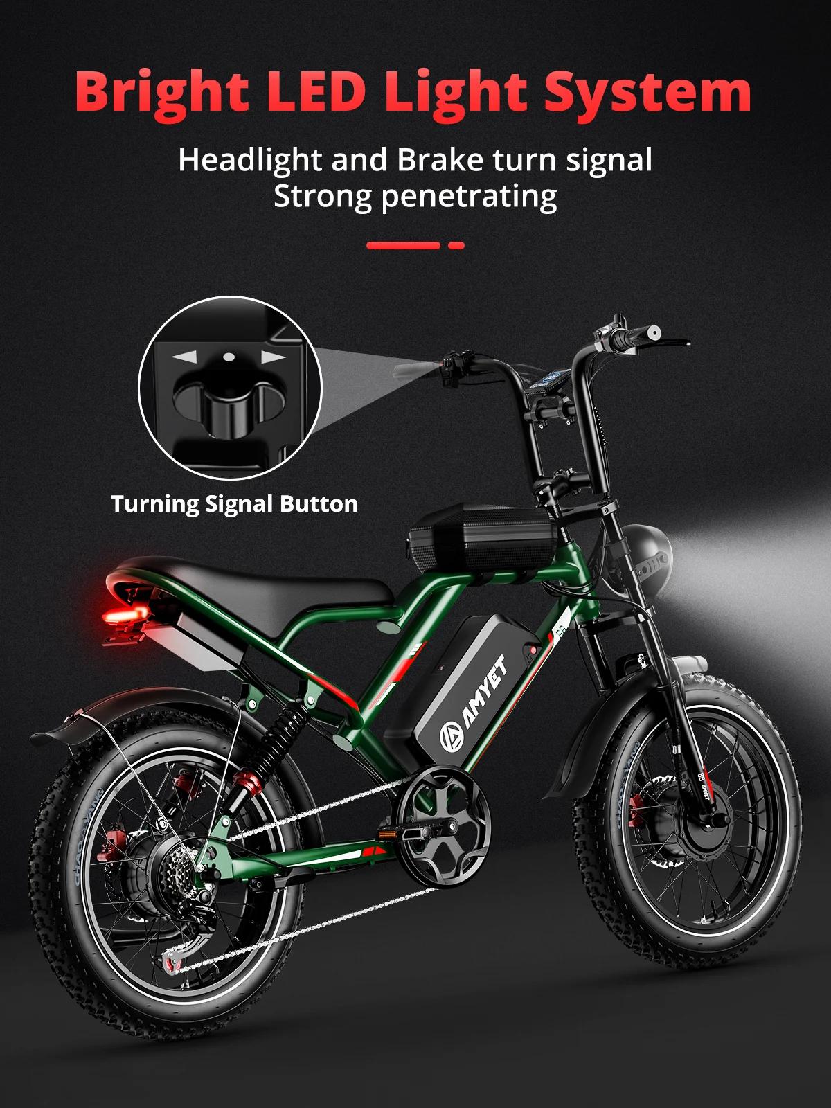 AMYET-Vélo électrique S8 pour adultes et hommes, moteur de 2000W, batterie de 48V 25Ah, 20 pouces, p
