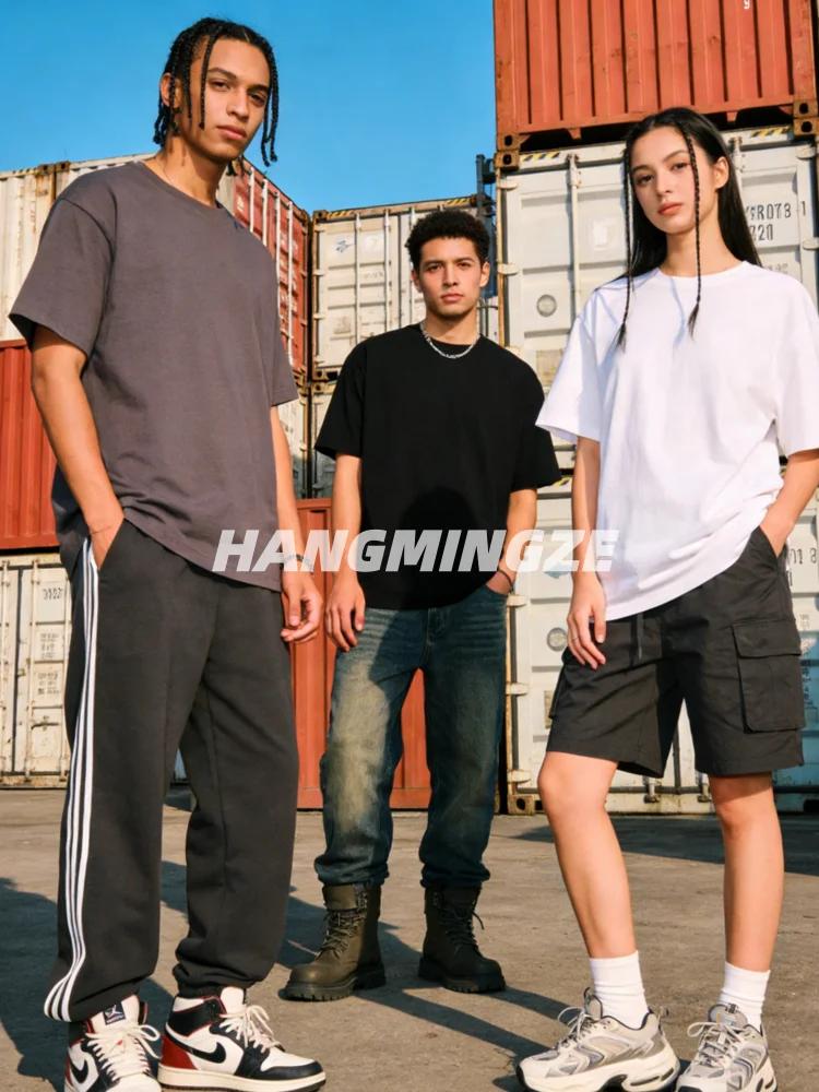 Lot de 3 T-shirts Américains en Coton Lourd 230 GSM à Manches Courtes pour Hommes et Femmes, Couleur